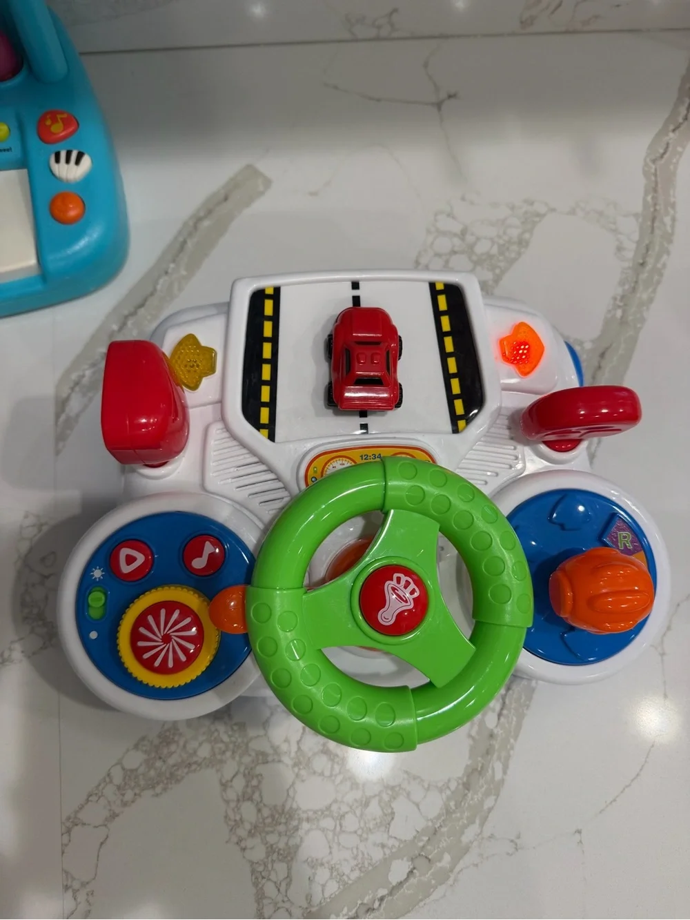 Kids Musical Piano and Steering Wheel Activity Toy Set - Blue/Green